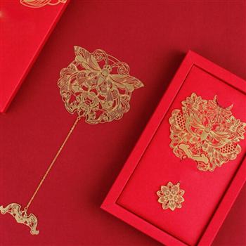故宮 萬?；⒔饘贂?銅制書簽 創(chuàng)意中國風書夾禮品禮物 萬?；⒔饘贂?如意