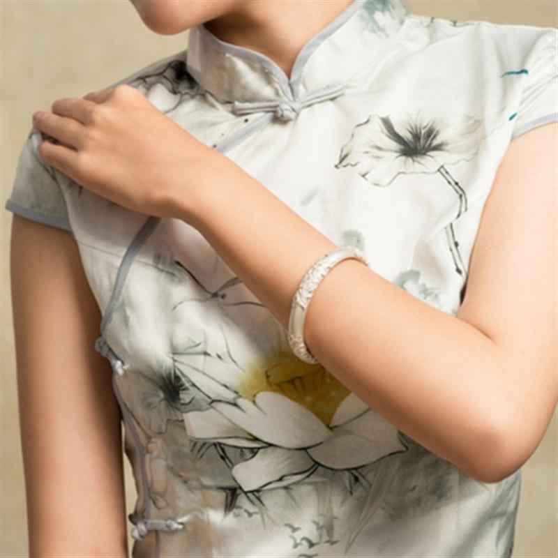 花開(kāi)富貴牡丹花絲銀手鐲