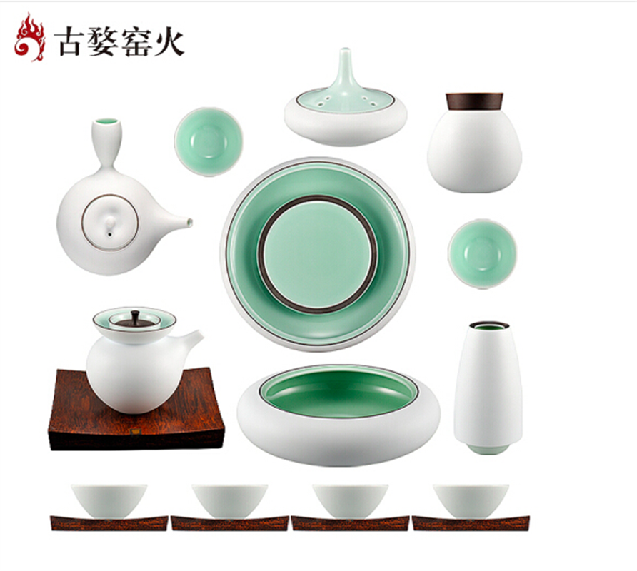 古婺窯火 觀自在系列 觀自在大全套內青外白18件套 禮盒包裝 觀自在大全套