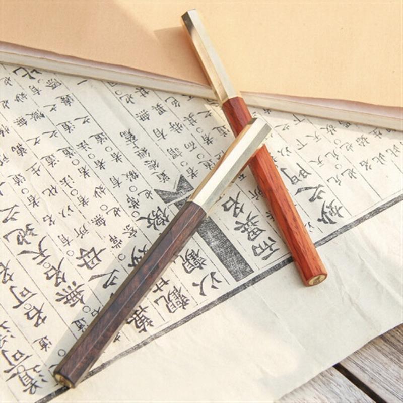 八方木筆簽字筆商務高檔禮品實木中性筆  微凹黃檀八方木筆