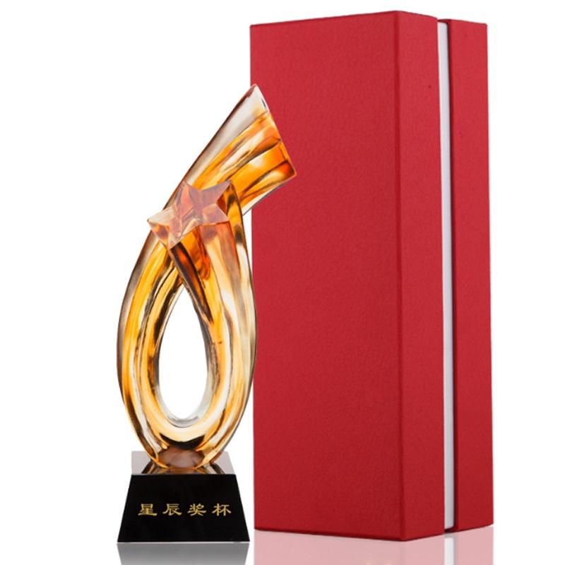 高端琉璃獎(jiǎng)牌定制 經(jīng)典創(chuàng)意星辰古法水晶獎(jiǎng)杯燒制工藝品