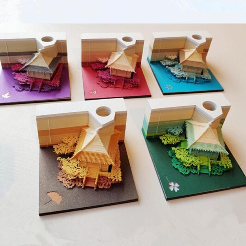 3D標簽紙雕立體便簽微縮世界萬國建筑模型日版