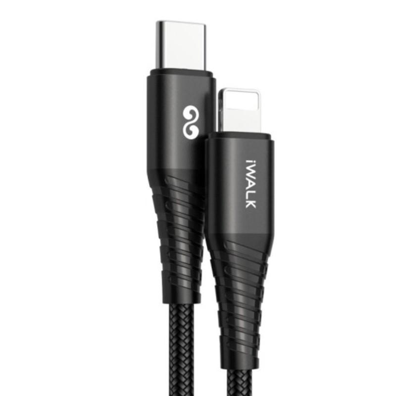 愛沃可（iWALK）蘋果PD快充數據線 1m Type-C to Lightning閃充線 黑色 