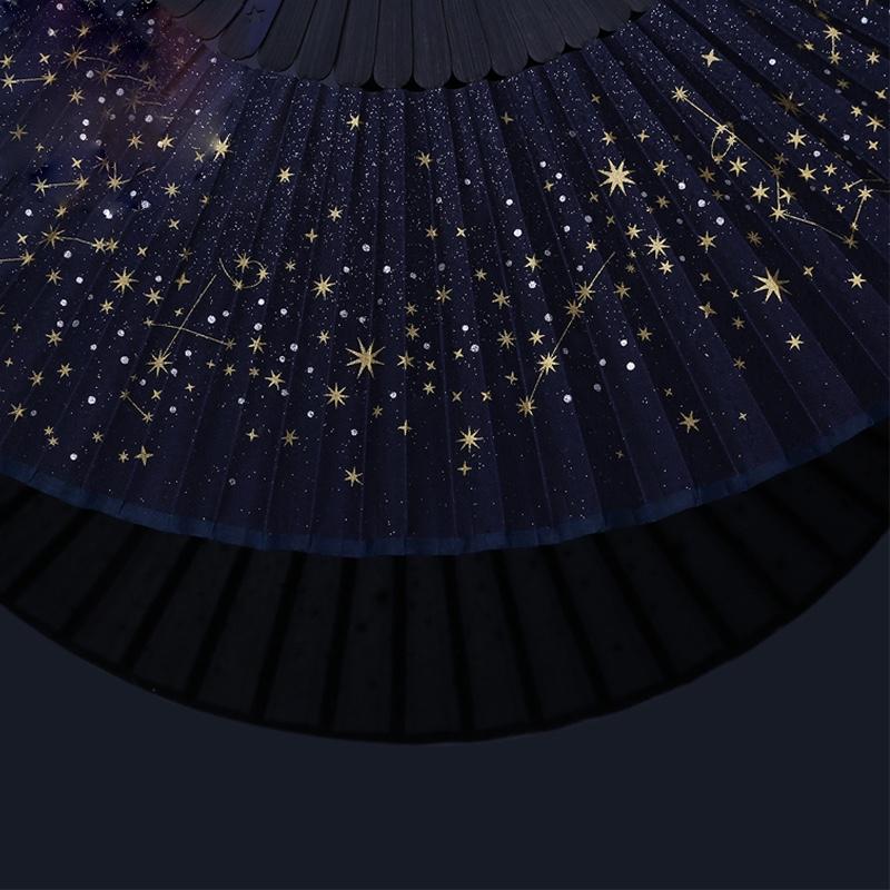 【故宮淘寶】微微風簇浪，散作滿河星-燙金星空超薄透女士折扇
