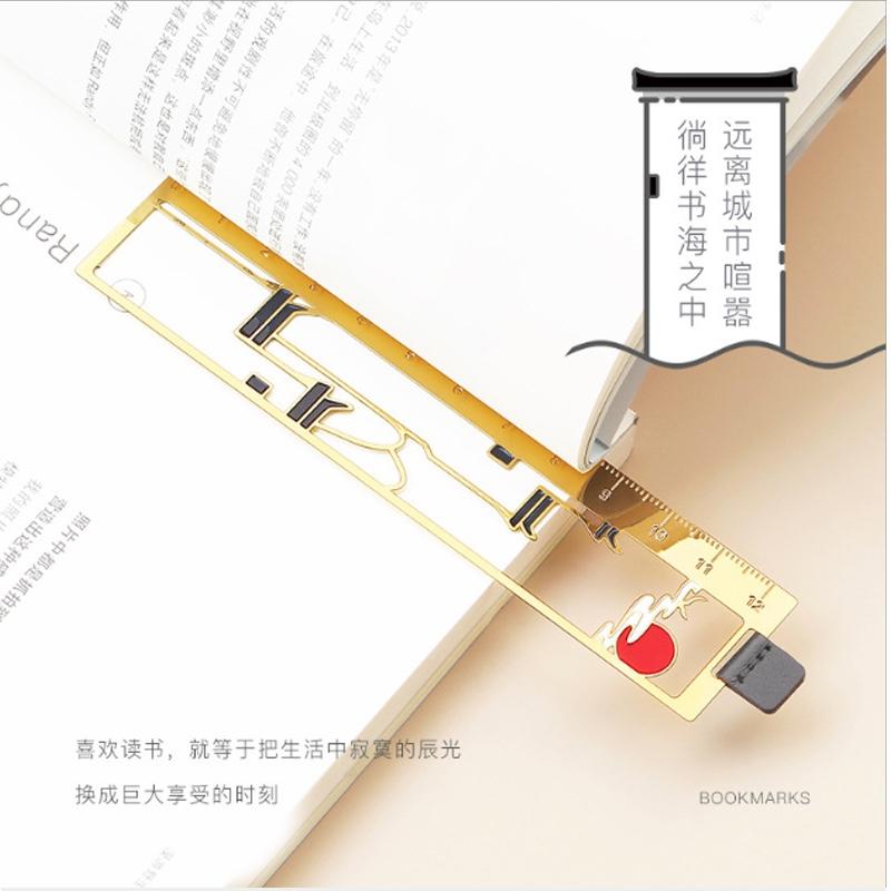 金屬書簽文藝小禮品古風(fēng)徽派建筑文藝小清新直尺子學(xué)生創(chuàng)意紀(jì)念品