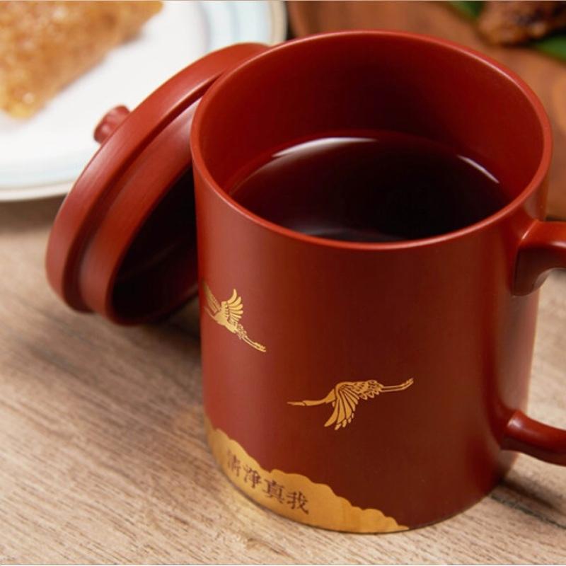 端午禮品 端陽(yáng)新風(fēng)·祥和茶禮套裝 糙米粽子紫砂描金蓋杯小種紅茶 送客戶(hù)