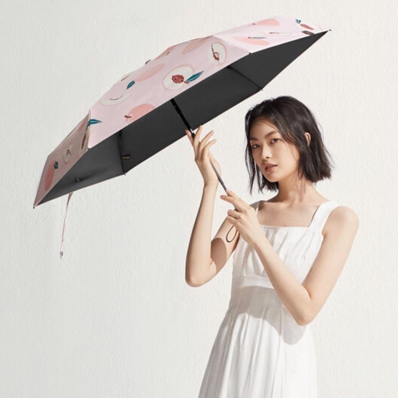 蕉下(BANANAUNDER)果趣系列口袋傘五折太陽傘女遮陽傘防曬傘晴雨傘防紫外線傘黑膠傘焦下 初桃