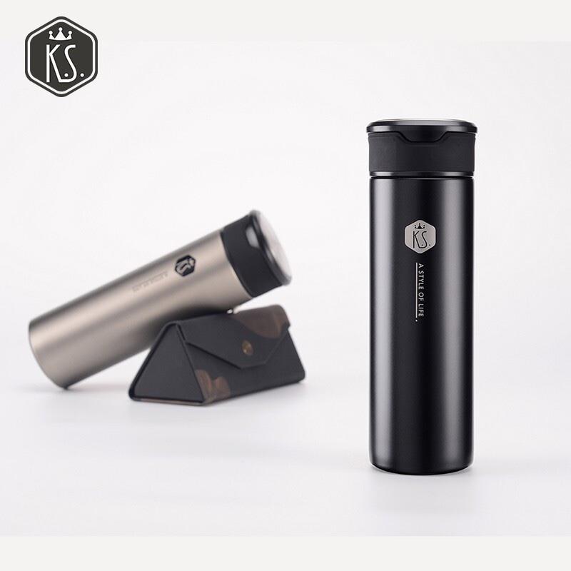 K.S.凱旋304不銹鋼保溫杯真空商務(wù)保溫杯男女士帶濾網(wǎng)時(shí)尚直身杯子