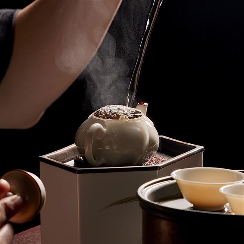 學(xué)古|金線孟臣壺 陶瓷壺紫銅包邊梨形壺工夫茶器