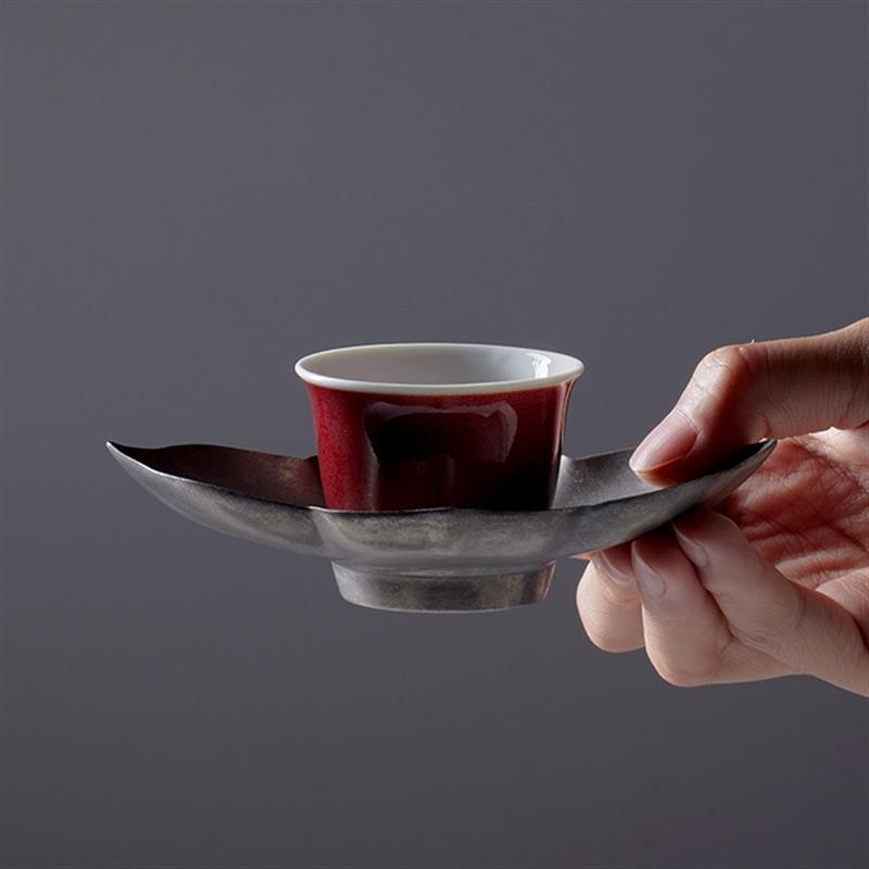 學古|石榴紅泰斗小杯 手工薄胎明代景德鎮(zhèn)霽紅釉茶杯6只禮盒50ml