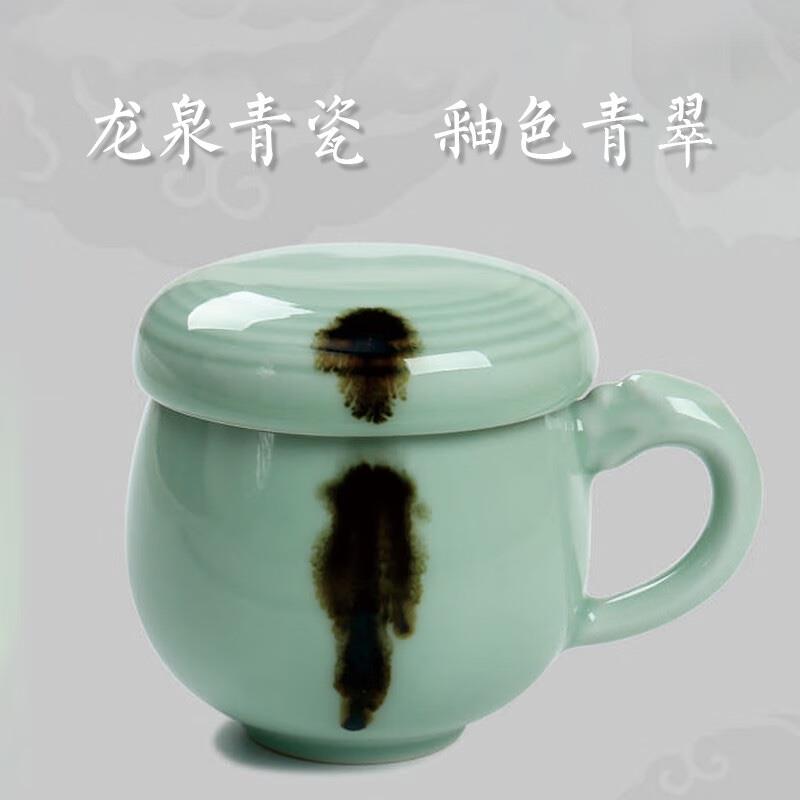 清樸堂 觀復(fù)嘟嘟杯 龍泉青瓷茶杯陶瓷純銀濾辦公杯 觀復(fù)博物館馬未都同款 典藏版