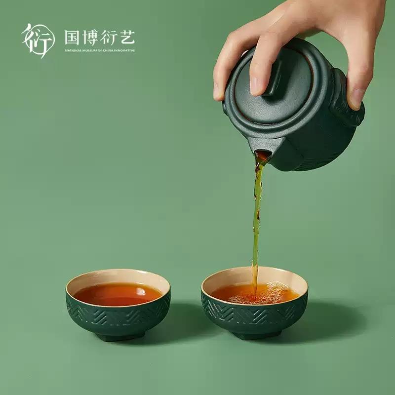 中國(guó)國(guó)家博物館風(fēng)調(diào)雨順快客杯功夫茶具套裝便攜博物館生日禮物